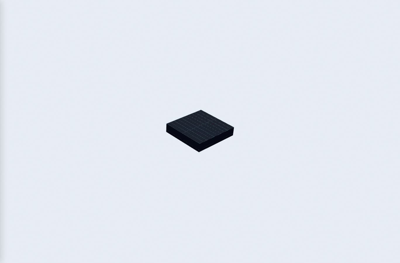 M-Barge 12.5×12, exact renderer preview; 12.5 by 12 metre envelope
