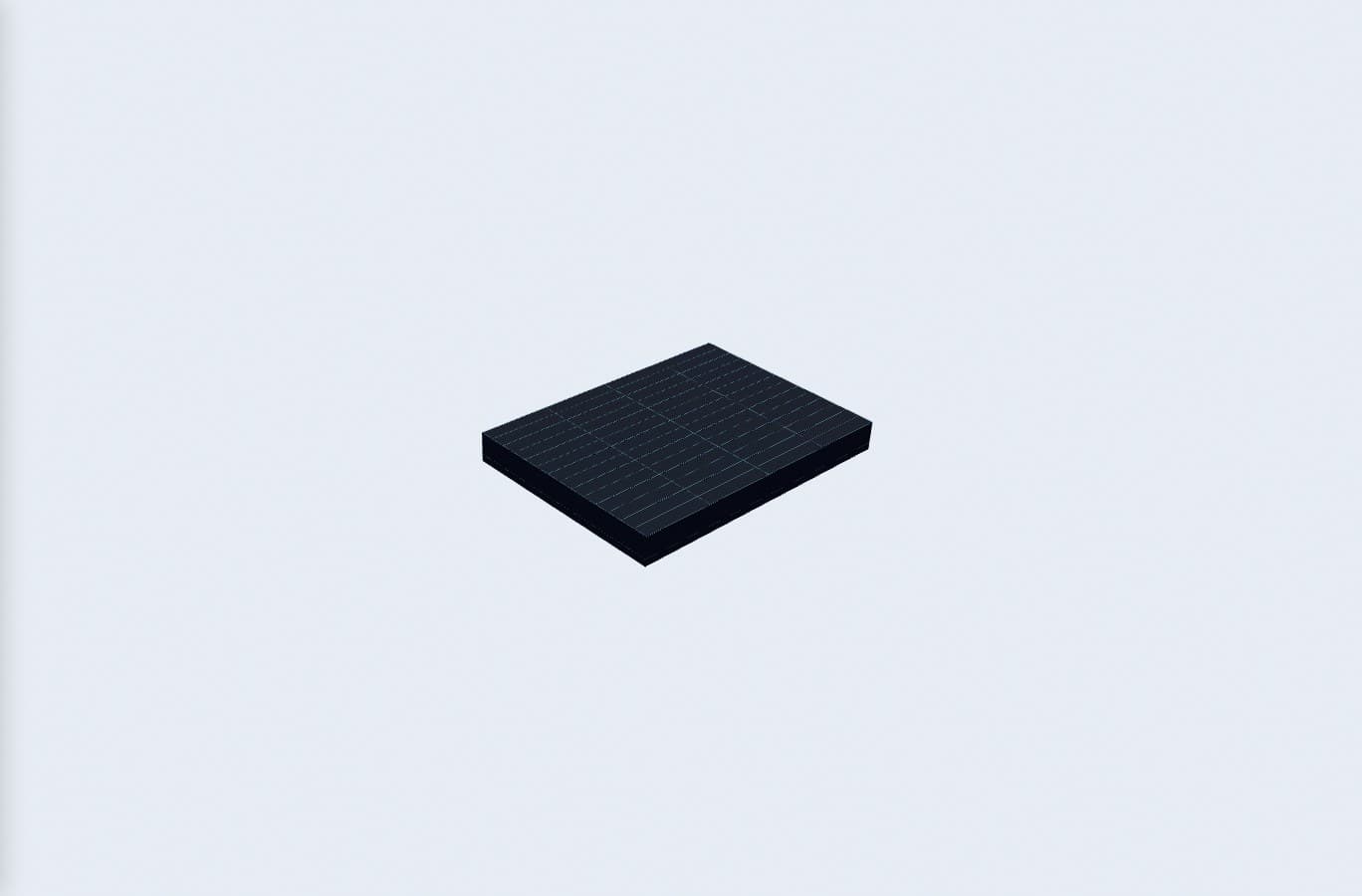 M-Barge 24×17.5, exact renderer preview; 24 by 17.5 metre envelope