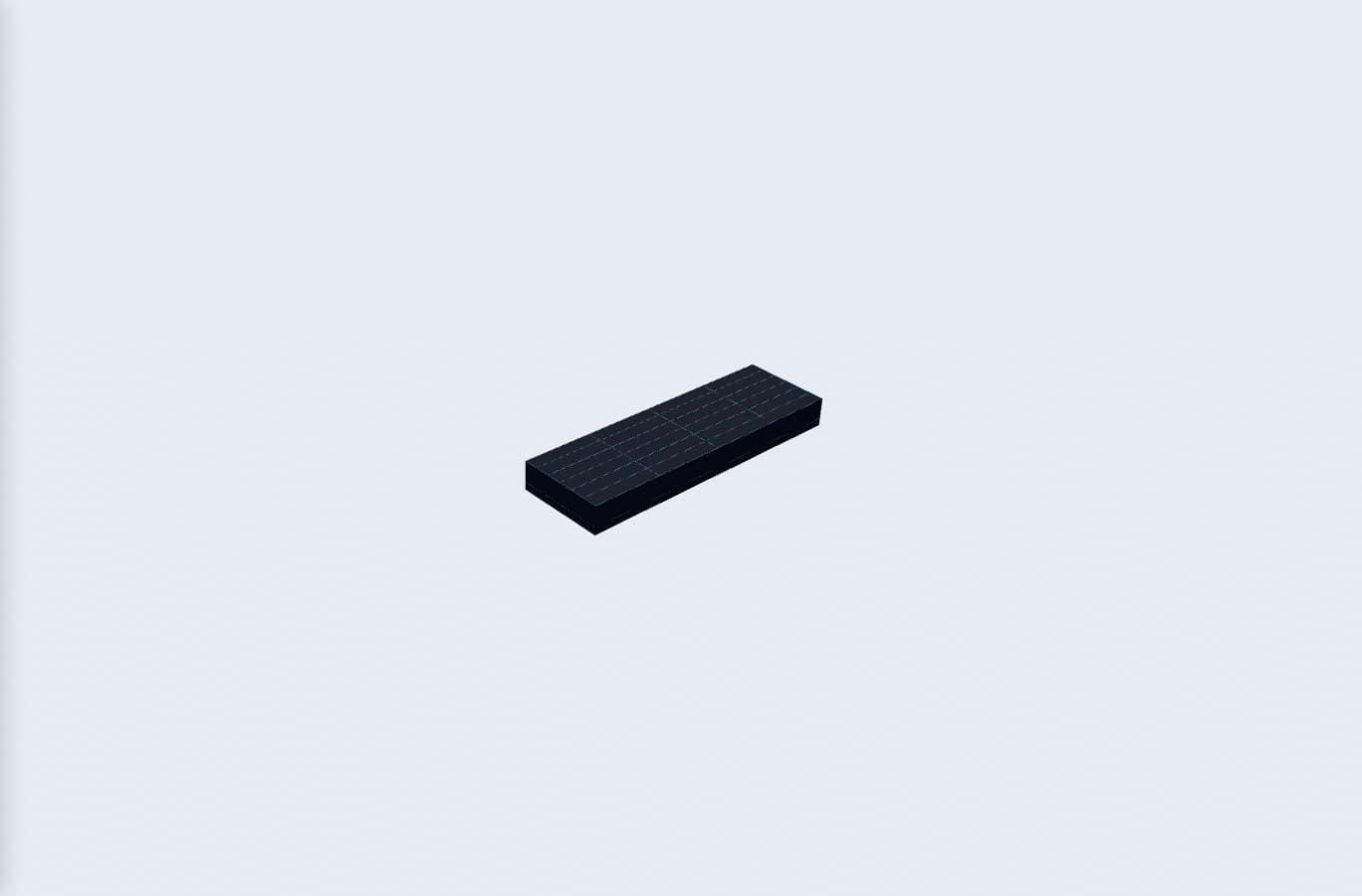M-Barge 24×7.5, exact renderer preview; 24 by 7.5 metre envelope