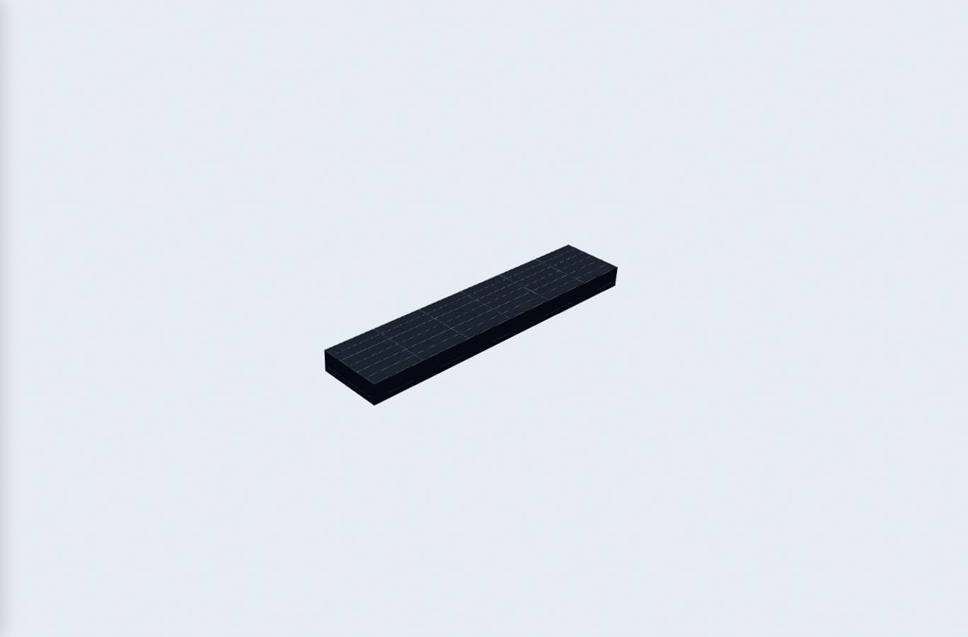 M-Barge 36×7.5, exact renderer preview; 36 by 7.5 metre envelope
